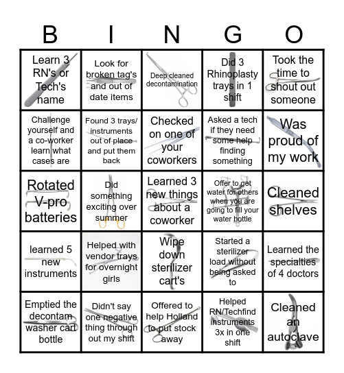Sterile Processing "We fight dirty" Bingo Card