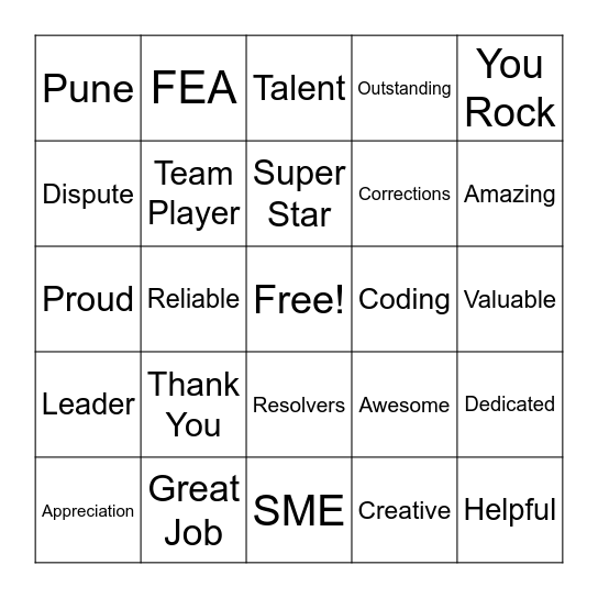 2024 Employee Appreciation Virtual Bingo Card