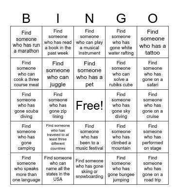 Bingo! Bingo Card