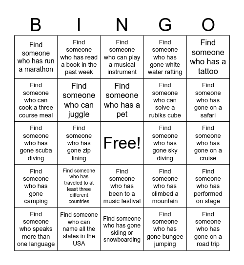 Bingo! Bingo Card