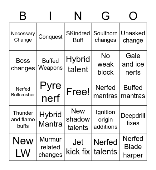 Deepwoken weekly 13/9 Bingo Card