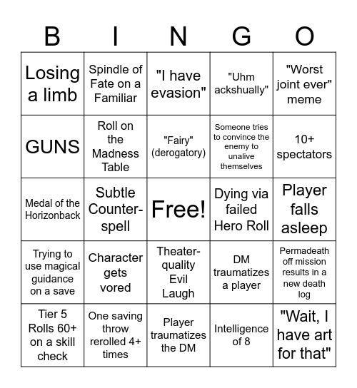 Starry Shore Bingo Card