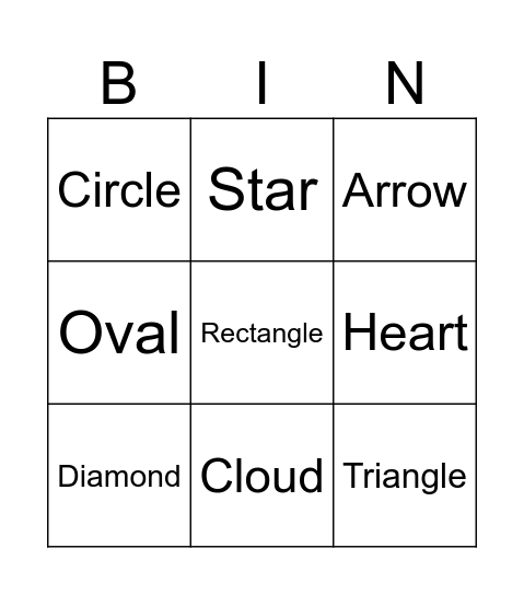 Shapes Bingo Card