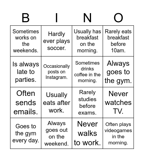 Find a classmate that... Bingo Card