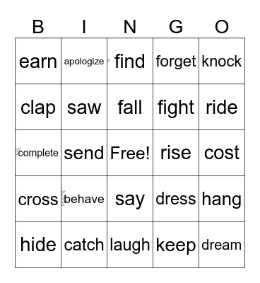 Do you know your irregular verbs? Bingo Card