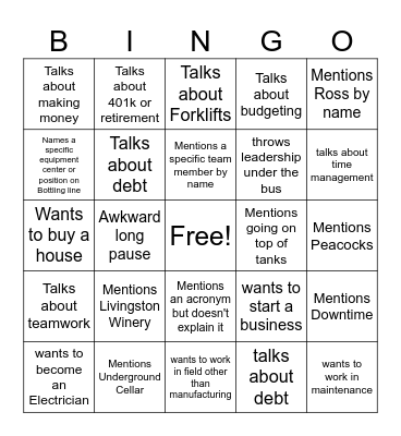 2024 Summer Interns Bingo Card