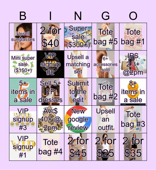 VIC 3 upselling Bingo Card