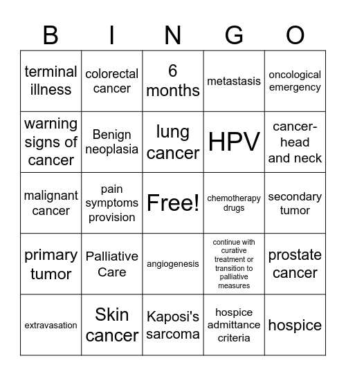 Unit 10 Bingo Card