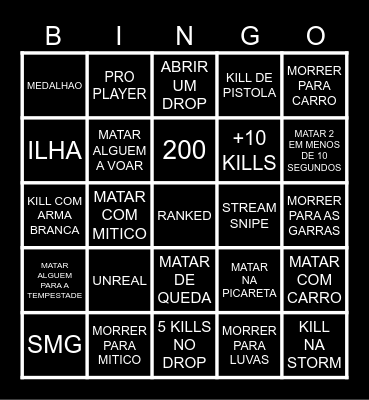 FORTNITE BINGO Card