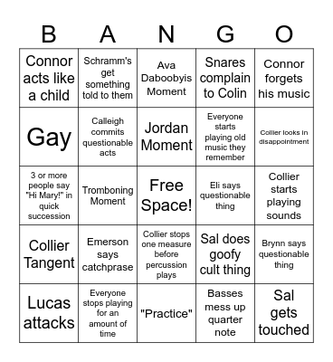Band Bingo! Bingo Card