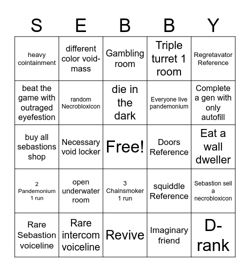 Pressure Bingo Card