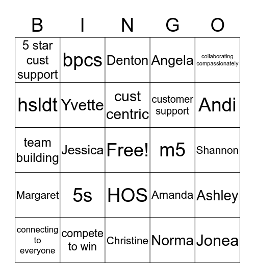 HOS Bingo Card