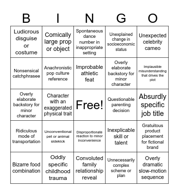 Adamingo Bingo Card