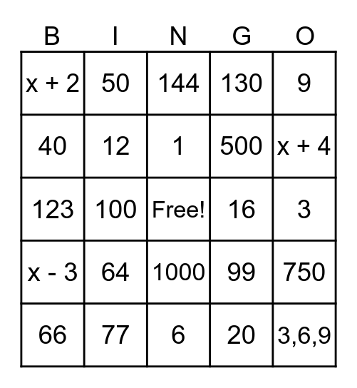 Mr D's Bingo Bonanza! Bingo Card