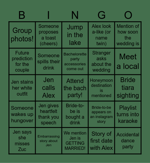 Camp Jen Sept 2024 Bingo Card