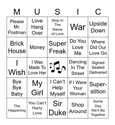 Motown Bingo Card