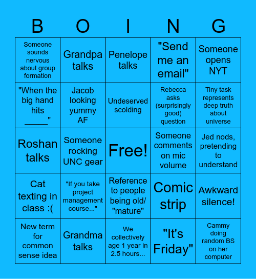Practicum Party Bingo Card