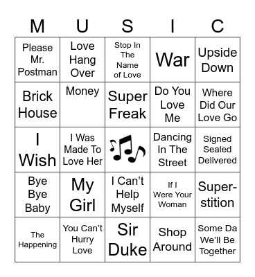 Motown Bingo Card