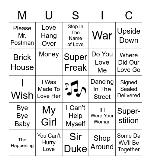Motown Bingo Card