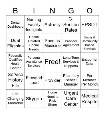 Government Product Bingo! Bingo Card