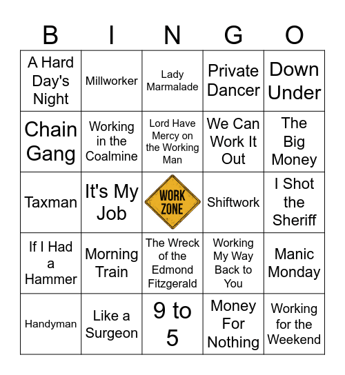 Workin' for a Livin' Bingo Card