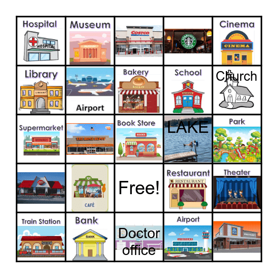 Places around Town Bingo Card