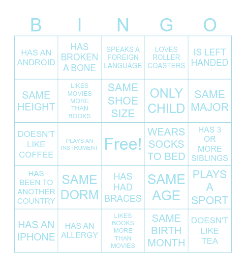 PUMAS Bingo Card