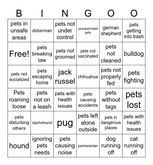 SECRET LIFE OF PETS BINGO Card