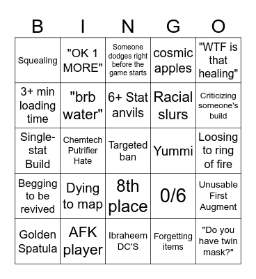 League Arena 4 Brown People Bingo Card