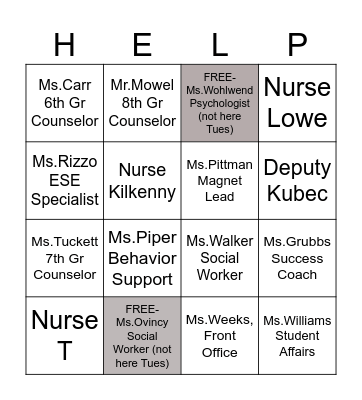 Start with Hello- Trusted Adult Tuesday! Bingo Card