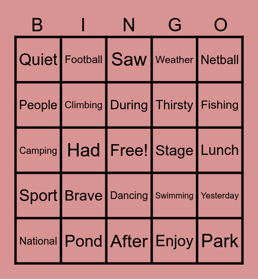 Vocab Bingo Card