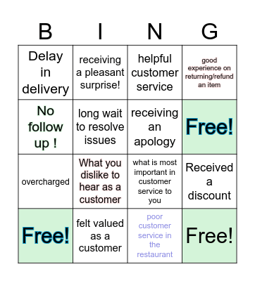 Share about the time when you experienced ... Bingo Card