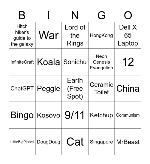 Infinite Craft Bingo Card