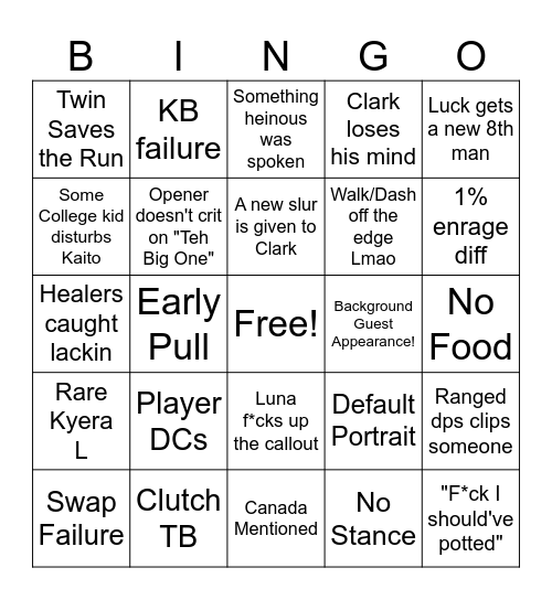 Luck Static Bingo Card