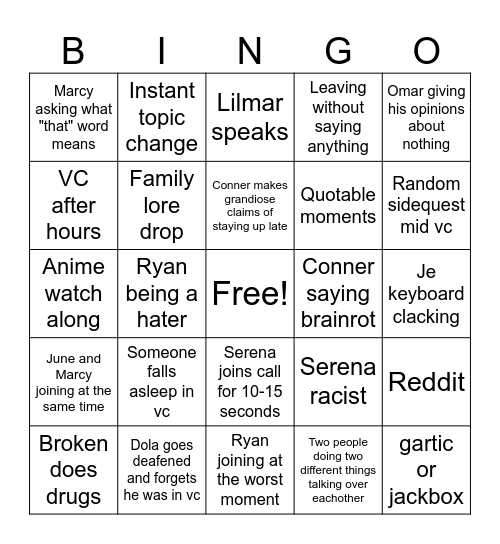 VC BINGO Card