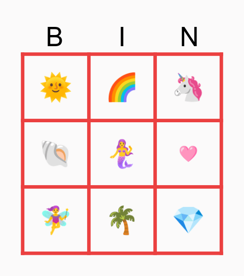 Magical Mermaids Bingo Card