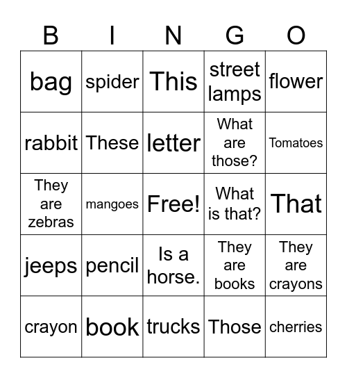 VA class Bingo Card