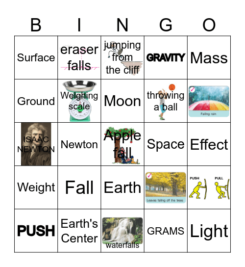 Gravity Bingo Card
