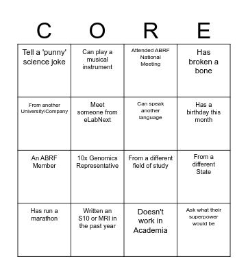 SC3 Core Networking Bingo Card