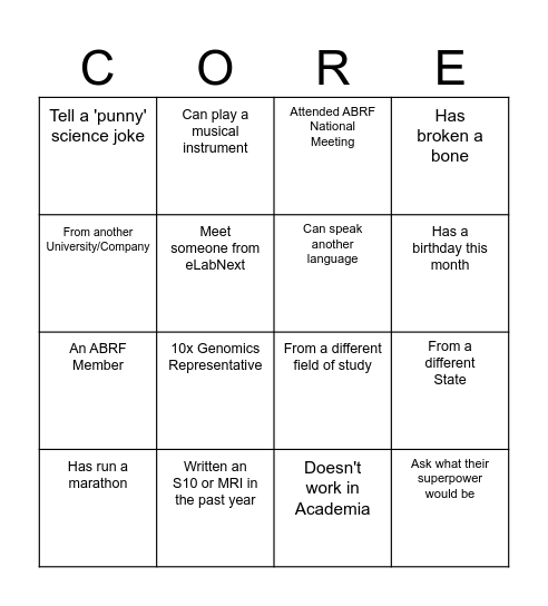 SC3 Core Networking Bingo Card