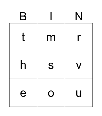 Alphabet Bingo Card