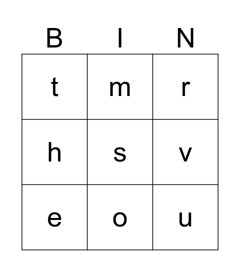 Alphabet Bingo Card