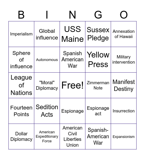 US as a World Super Power Vocab BINGO! Bingo Card