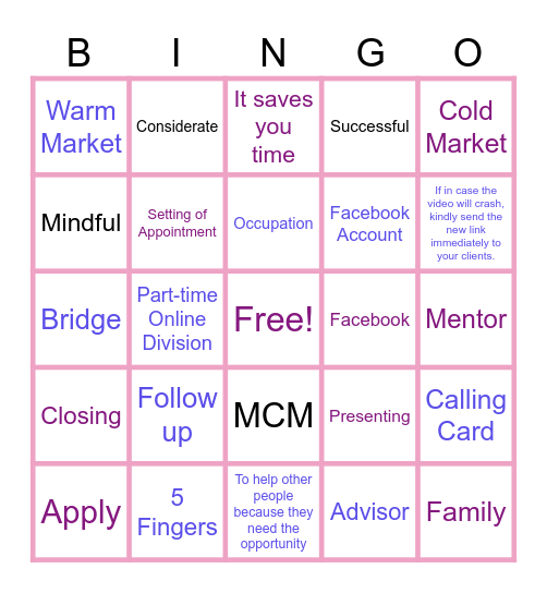 Module IV Bingo Card Bingo Card