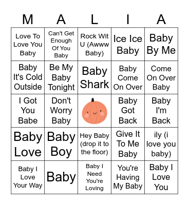 Baby Singo Bingo Card