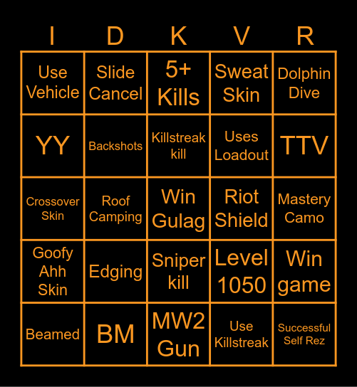 Warzone BR Bingo Card