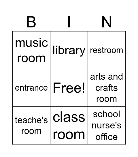 school rom Bingo Card