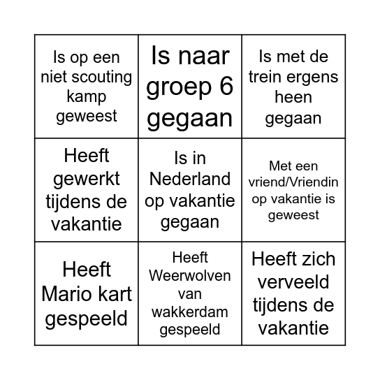 Welpen welkom terug bingo Card