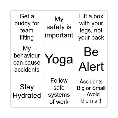 H&S Week 2025 Bingo Card