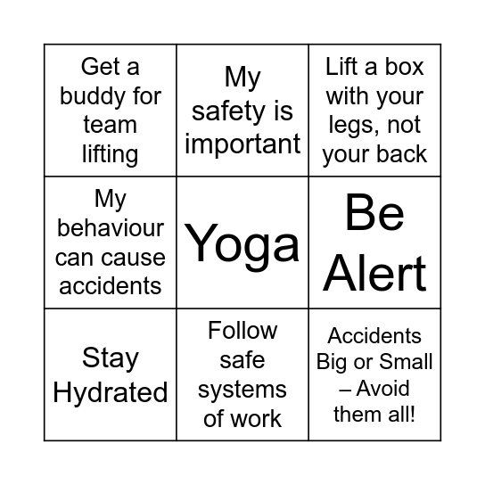 H&S Week 2025 Bingo Card